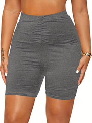 Ribbed High Rise Stretchy Skinny Shorts