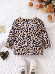 Infant Baby Girls Leopard CRAZY Letter Print Pullover Top