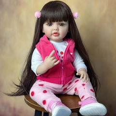 22" Full Silicone Reborn Baby Girl Doll Classic Dress Up Birthday Gift