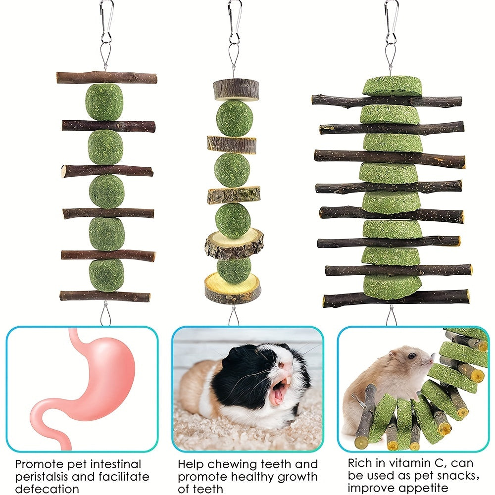 Bunny Rabbit Chew Toys for Teeth Grinding Wood Timothy Grass Treats