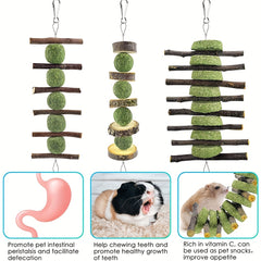 Bunny Rabbit Chew Toys for Teeth Grinding Wood Timothy Grass Treats