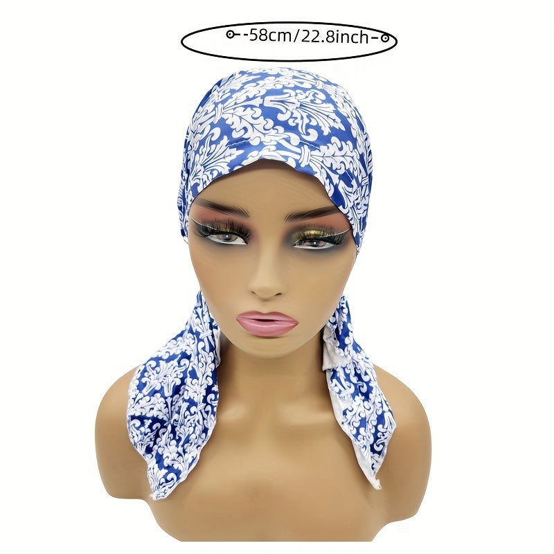 Vintage Paisley Print Turban Cap Lightweight Head Scarf Women Ramadan Hijab