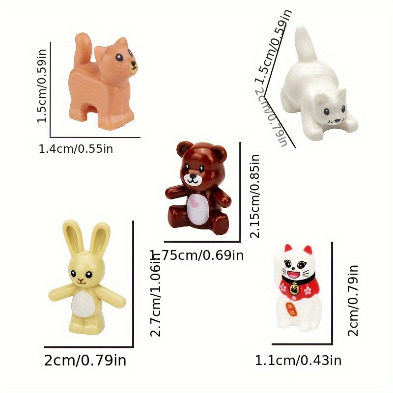 Small Building Blocks Persian Cat Toy Rabbit Doll Lucky Cat Scene Assem