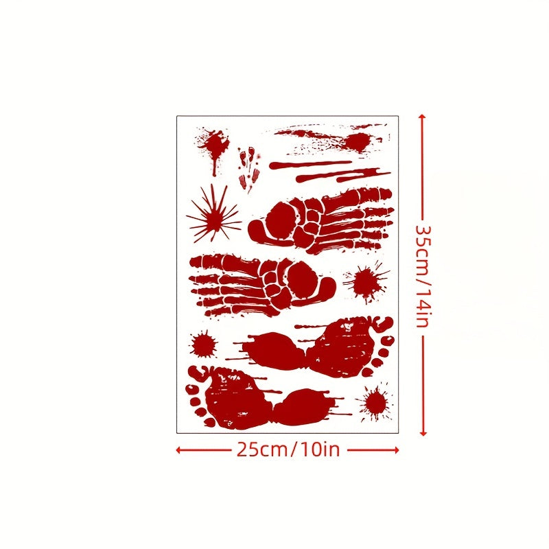 63pcs Halloween Bloody Handprint & Footprint Window Stickers