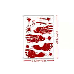 63pcs Halloween Bloody Handprint & Footprint Window Stickers