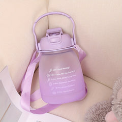 44oz Leakproof Plastic Straw Cup Sports Water Bottle with Shoulder Strap