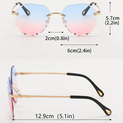 Ombre Rimless Sunglasses Gradient UV400 Sun Shades for Beach Vacation