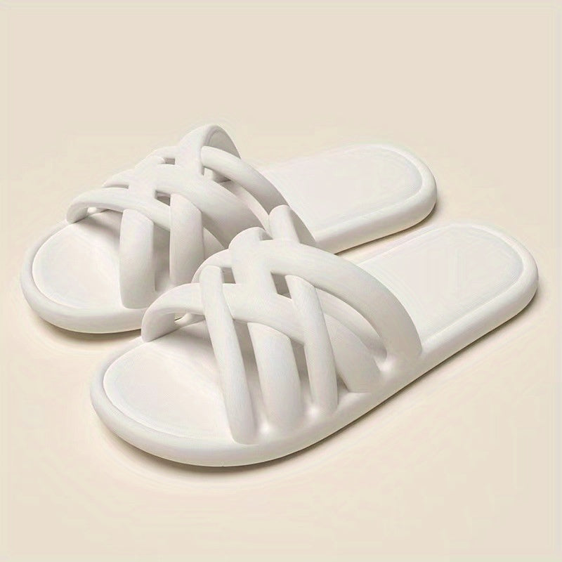 Women's Cross Decor Slippers Open Toe Non slip Comfy Indoor Slides