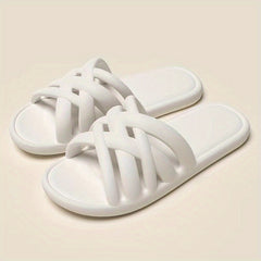 Women's Cross Decor Slippers Open Toe Non slip Comfy Indoor Slides