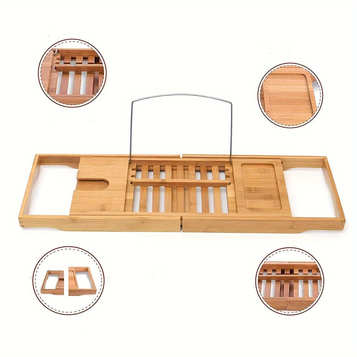 Bamboo Bathtub Tray Caddy with Sides