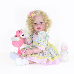 Flamingo Girl 3D Painted Skin Vinyl Rooted Hair Flamingo Plush Halloween