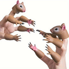 Squirrel Finger Puppets Silicone Light Brown Animal Puppet Theater Props Toy
