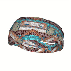 Men's Paisley Headband Non Slip Teal Orange Gray Brown Soft Flexible Band