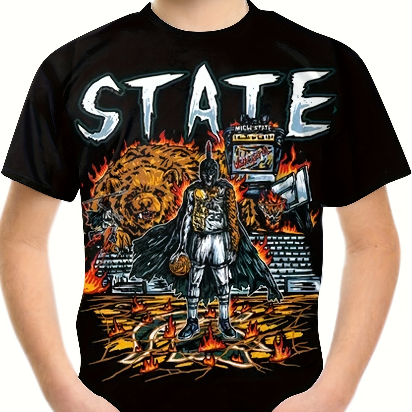 Kids STATE Knight 3D Print Tee Shirt Round Neck Tee