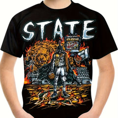 Kids STATE Knight 3D Print Tee Shirt Round Neck Tee