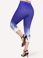 Floral Print Skinny Crop Leggings Women's Casual Leggings