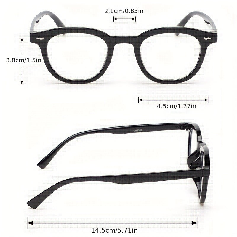 Men's Round Small Frame Flat Preppy Plastic Glasses