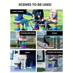 Rainbow Telescopic Stool Adjustable Height 400lbs Camping Fishing Hiking BBQs