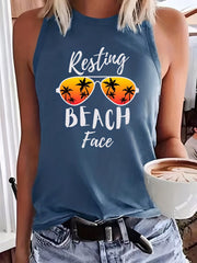 Coconut Tree & Letter Print Tank Top