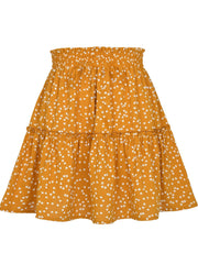 Drawstring Waist Mini Tiered Skirt Floral Print Vacation Casual Layered Skirt