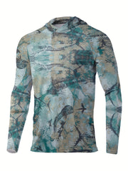 Men's Tie Dye Long Sleeve Hoodie Fishing Jersey