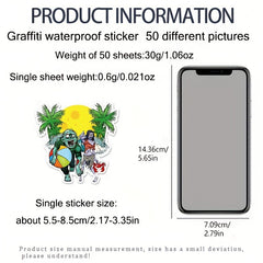 Set of 51 Custom Zombie Graffiti Stickers for Skateboards & More