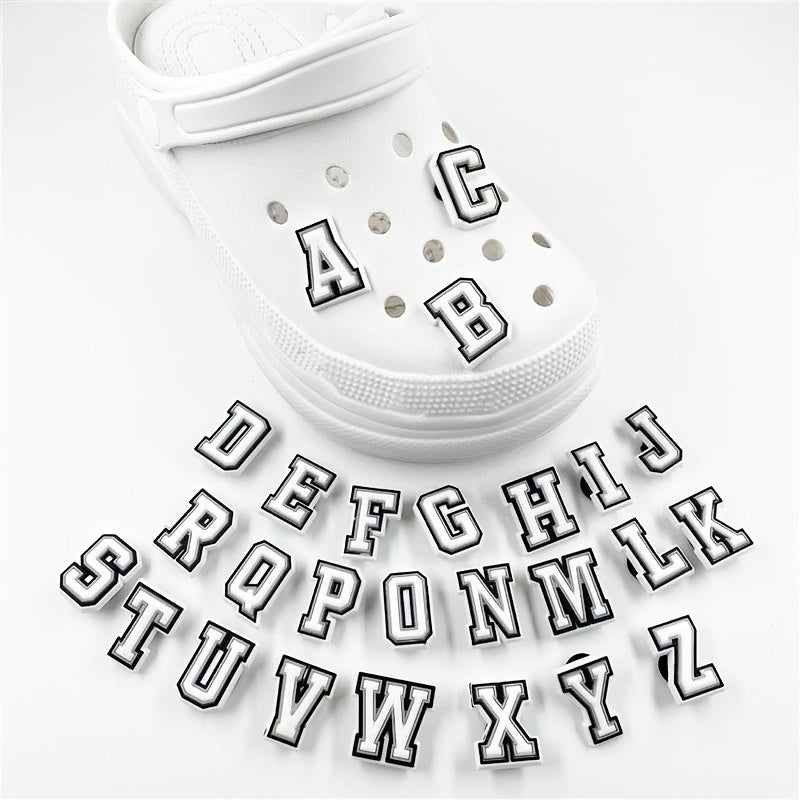 26pc Letters Style Shoe Charms For Clogs Wristband Bracelet Party