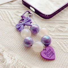 Heart Bead Keychain Butterfly Knot Pendant for Girls Bag Phone Chain