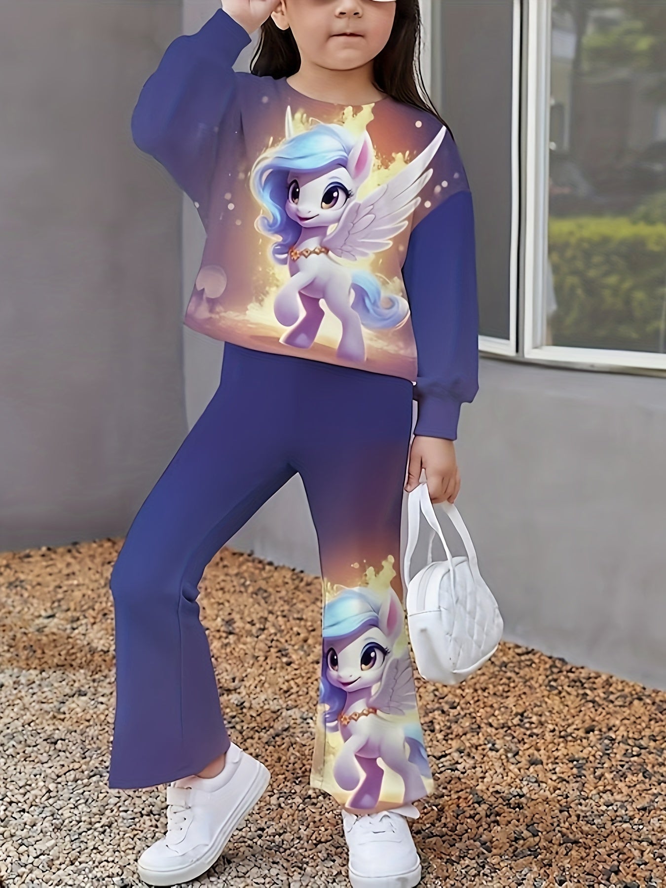 2pcs Unicorn Graphic Outfits Girls Comfy Sets Spring Fall Party Gift