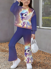2pcs Unicorn Graphic Outfits Girls Comfy Sets Spring Fall Party Gift