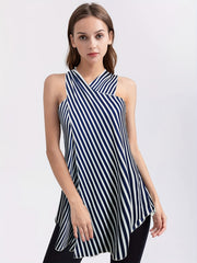 Cross Front Halter Neck Top All Over Print Backless Halter Summer Women's Clothi