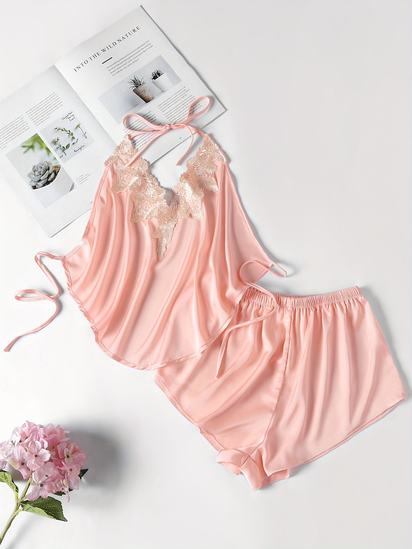 Lace Pajama Set Halter Top & Shorts