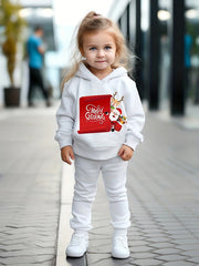 Girls Solid Hoodies Jogger Pants Set For Sports