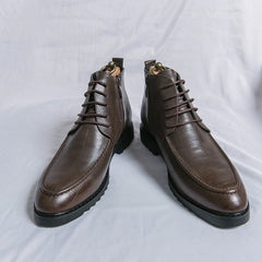 Men's Lace-Up Ankle Boots Zipper Casual Walking Shoes