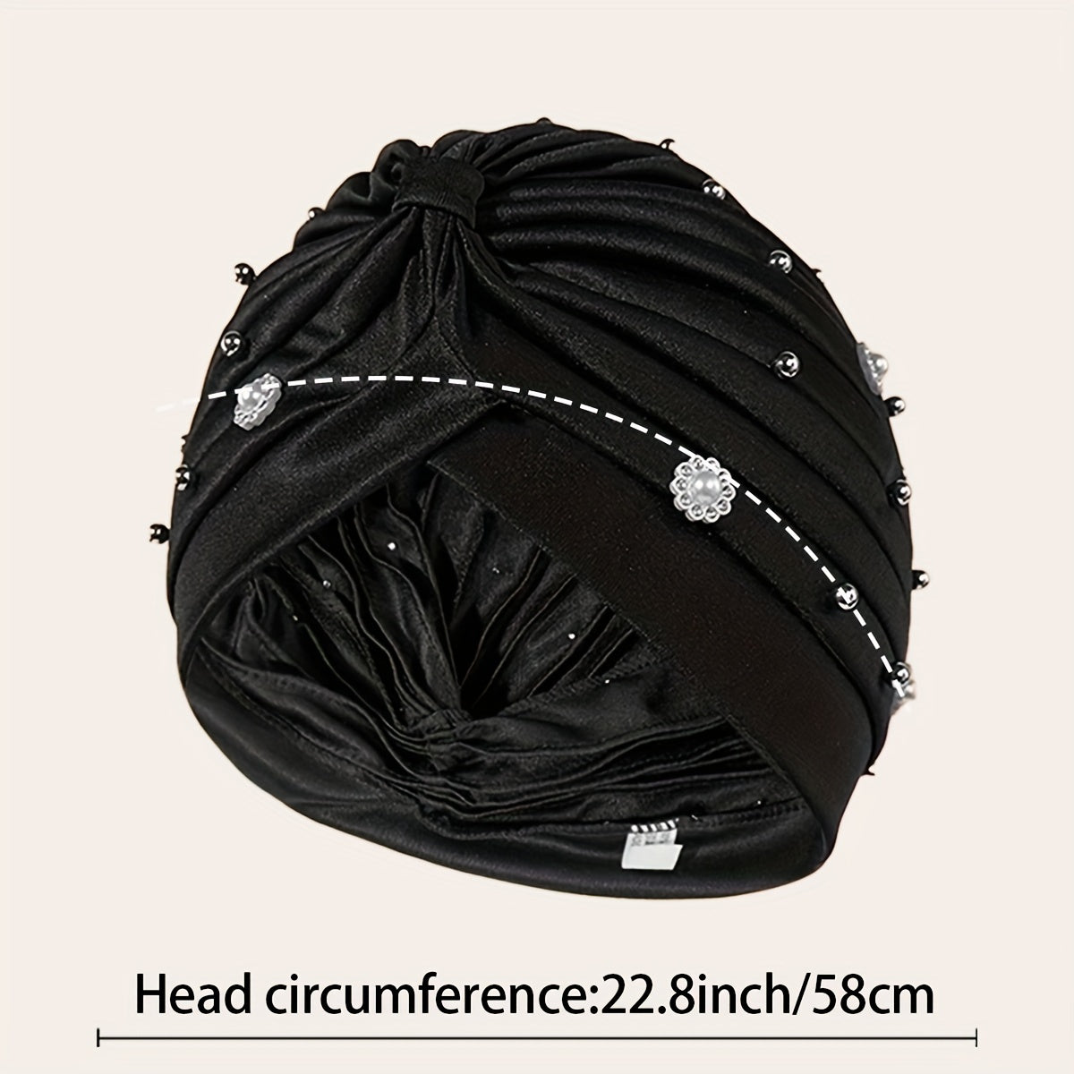 Faux Pearl Beads Hair Wraps Turban Head Scarf Beanie Cap
