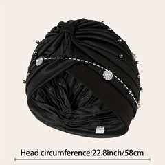 Faux Pearl Beads Hair Wraps Turban Head Scarf Beanie Cap