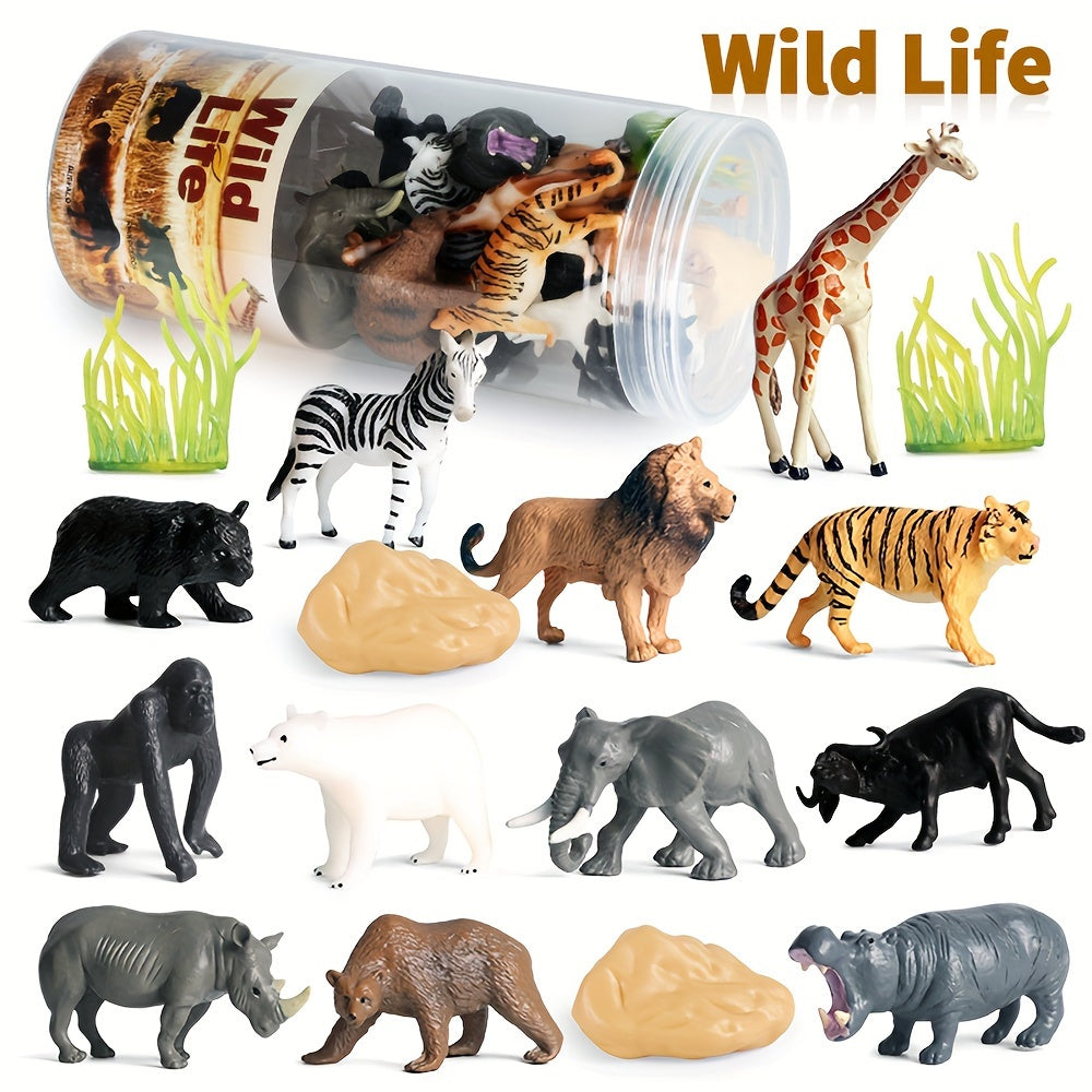 12pcs Mini Wild Animal Set Action Figures Collection Kid Toy