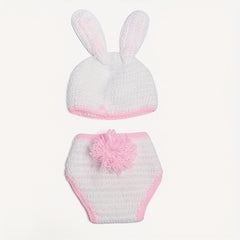 Adorable Bunny Costume Knitted Hat for Baby Photo Shoots