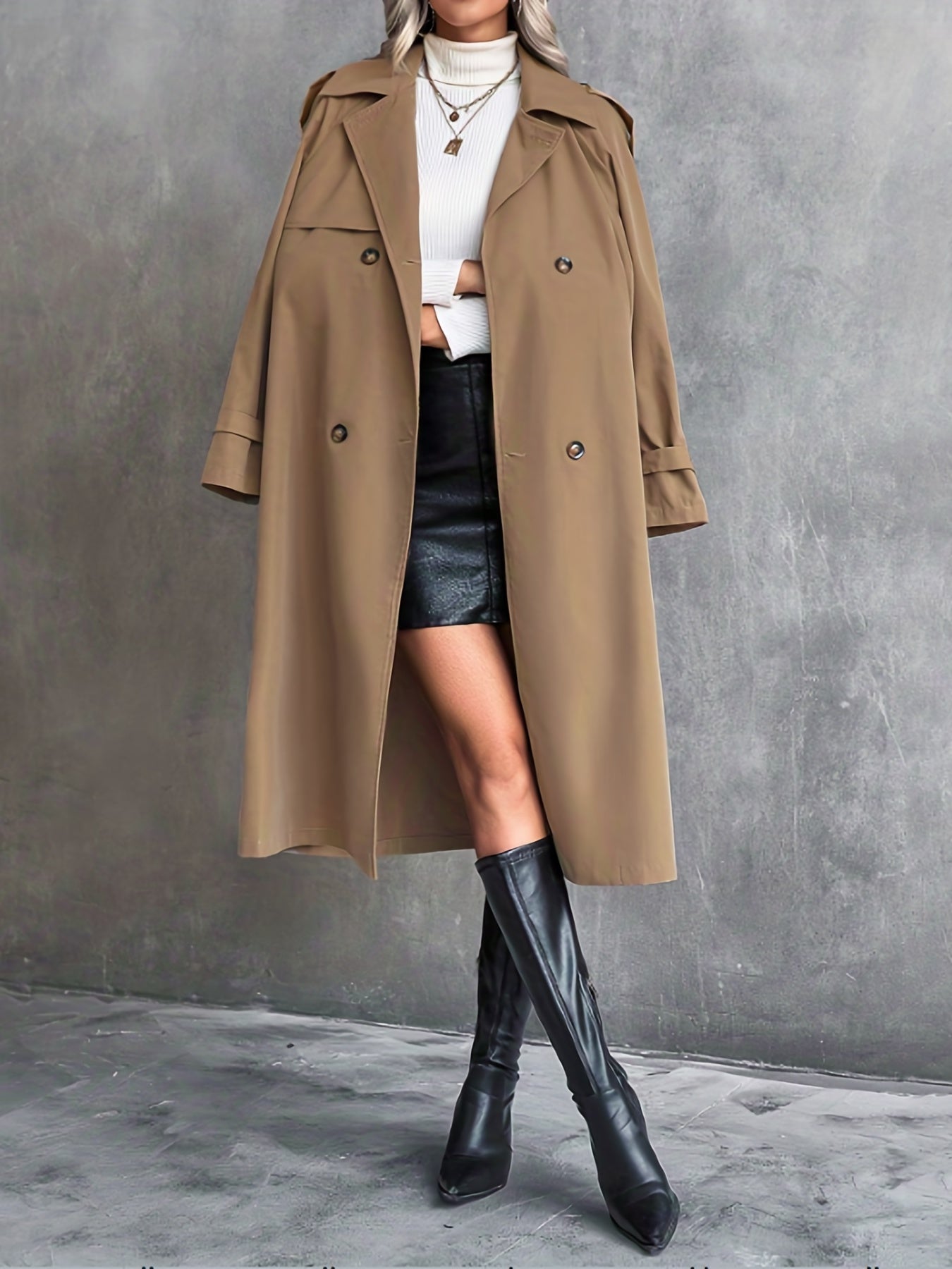 Double Breasted Belt Trench Coat for Women