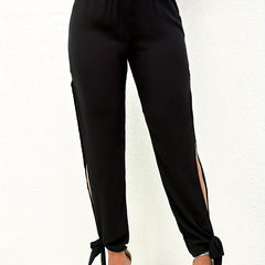 Side Slit High Waist Pants Solid Casual Pants Women's Clothing