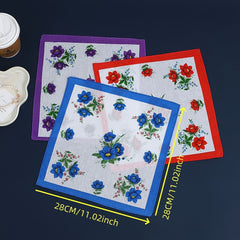 12pcs Floral Handkerchiefs in Red Purple Yellow
