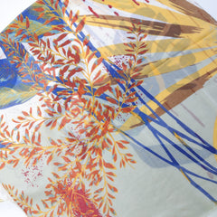 Boho Rainforest Print Scarf Block Frayed Edge Shawl