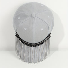 Tassel Hip Hop Baseball Cap Gray Y2K Sun Hat Sunscreen Dad Hats