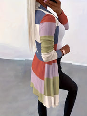 Colorblock Long Sleeve Open Front Cardigan