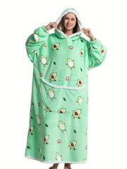 Alpaca Print Flannel Hoodie Nightgown