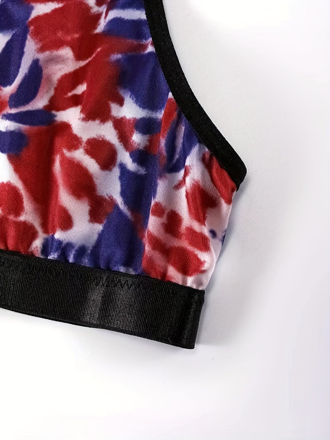 Women's Plus Tie Dye Floral Print Racer Back Tank Bra