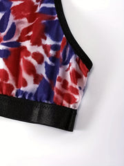 Women's Plus Tie Dye Floral Print Racer Back Tank Bra