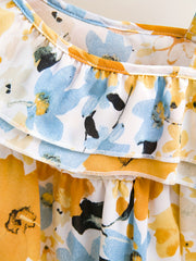Baby Girls Flowers Print Ruffle Trim Dress Kid Summer Clothes