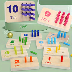 Colorful Wooden Number Matching Game Toy Ages 5-10 Recognition Skills Pegs Board