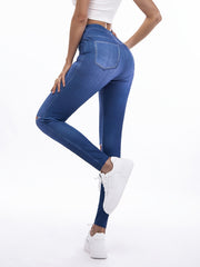 Denim Print Skinny Stretchy Leggings High Waist Yoga Leggings